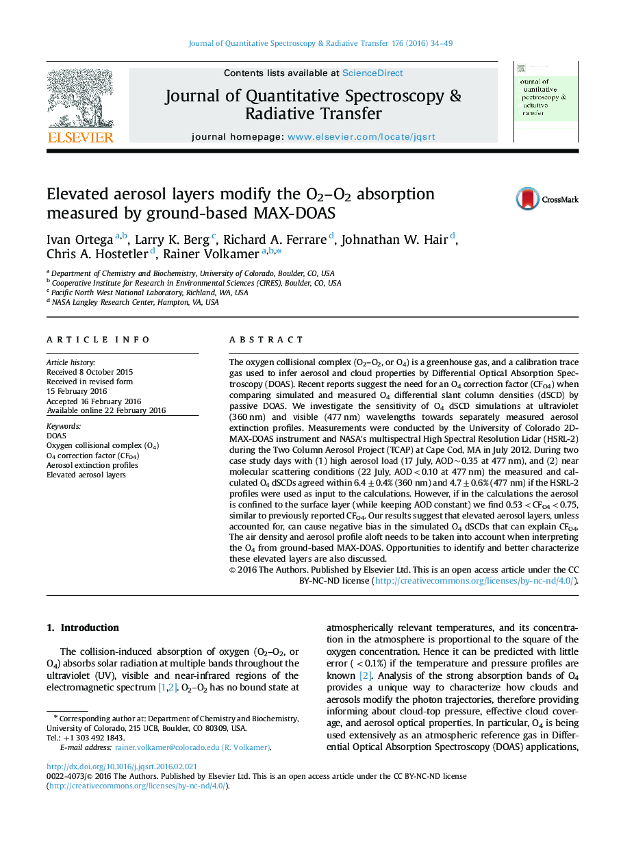 Elevated aerosol layers modify the O2-O2 absorption measured by ground-based MAX-DOAS