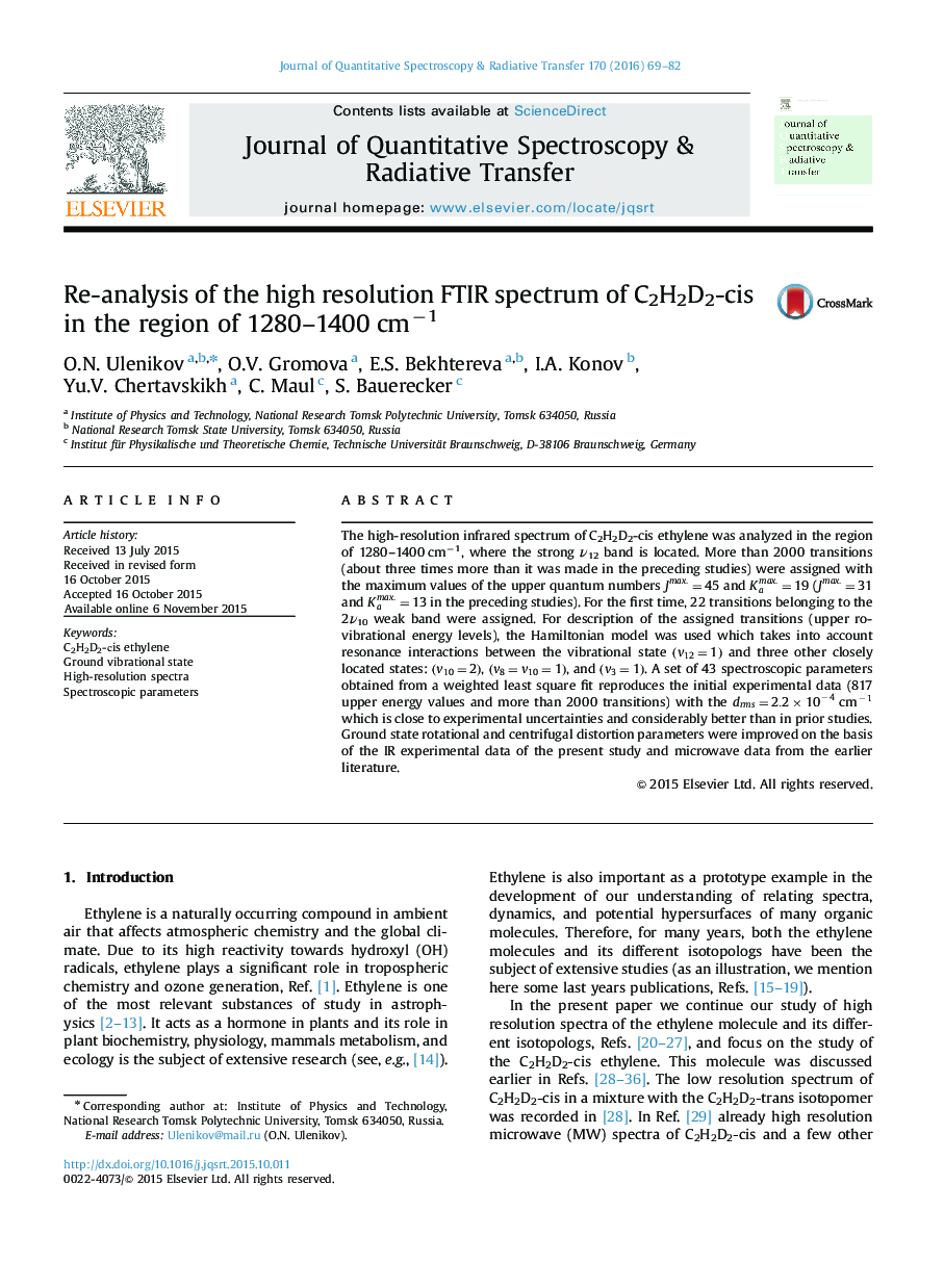 Re-analysis of the high resolution FTIR spectrum of C2H2D2-cis in the region of 1280-1400 cmâ1