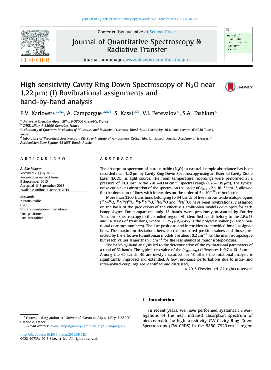 High sensitivity Cavity Ring Down Spectroscopy of N2O near 1.22 Î¼m: (I) Rovibrational assignments and band-by-band analysis