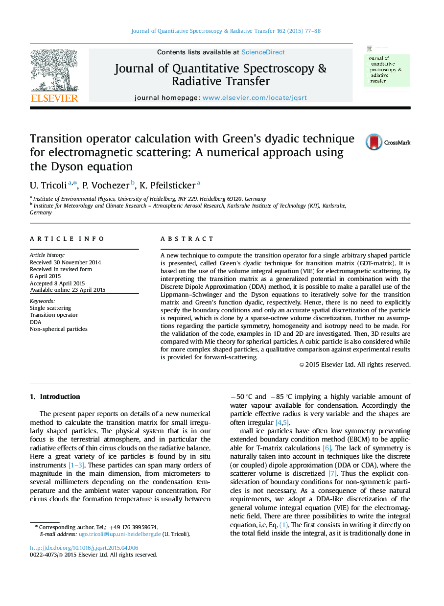 Transition operator calculation with Green×³s dyadic technique for electromagnetic scattering: A numerical approach using the Dyson equation