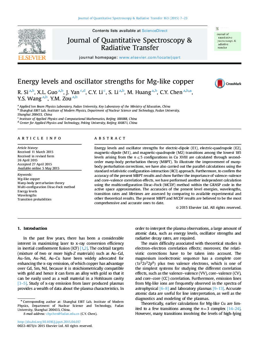 Energy levels and oscillator strengths for Mg-like copper