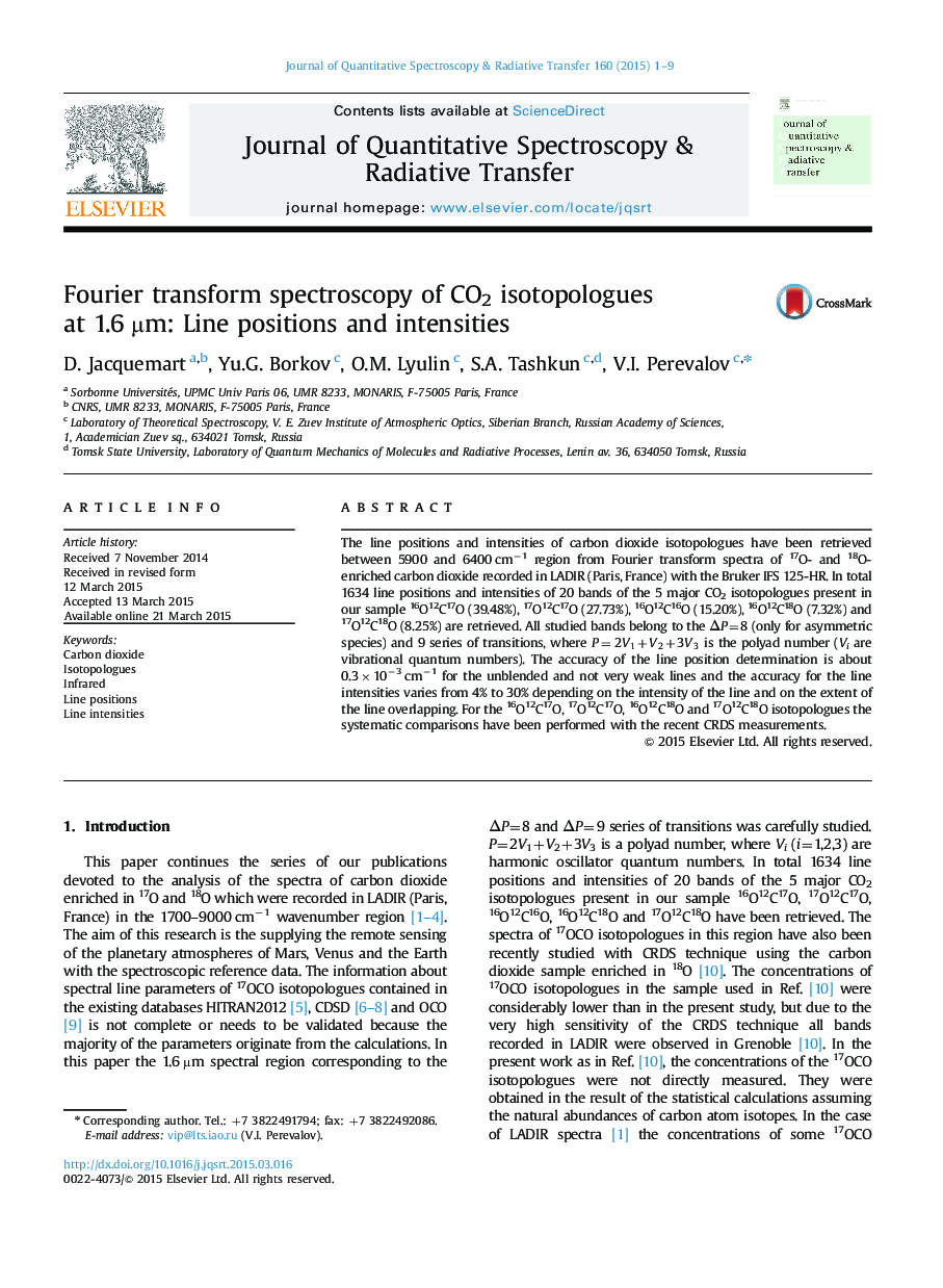 Fourier transform spectroscopy of CO2 isotopologues at 1.6 Âµm: Line positions and intensities