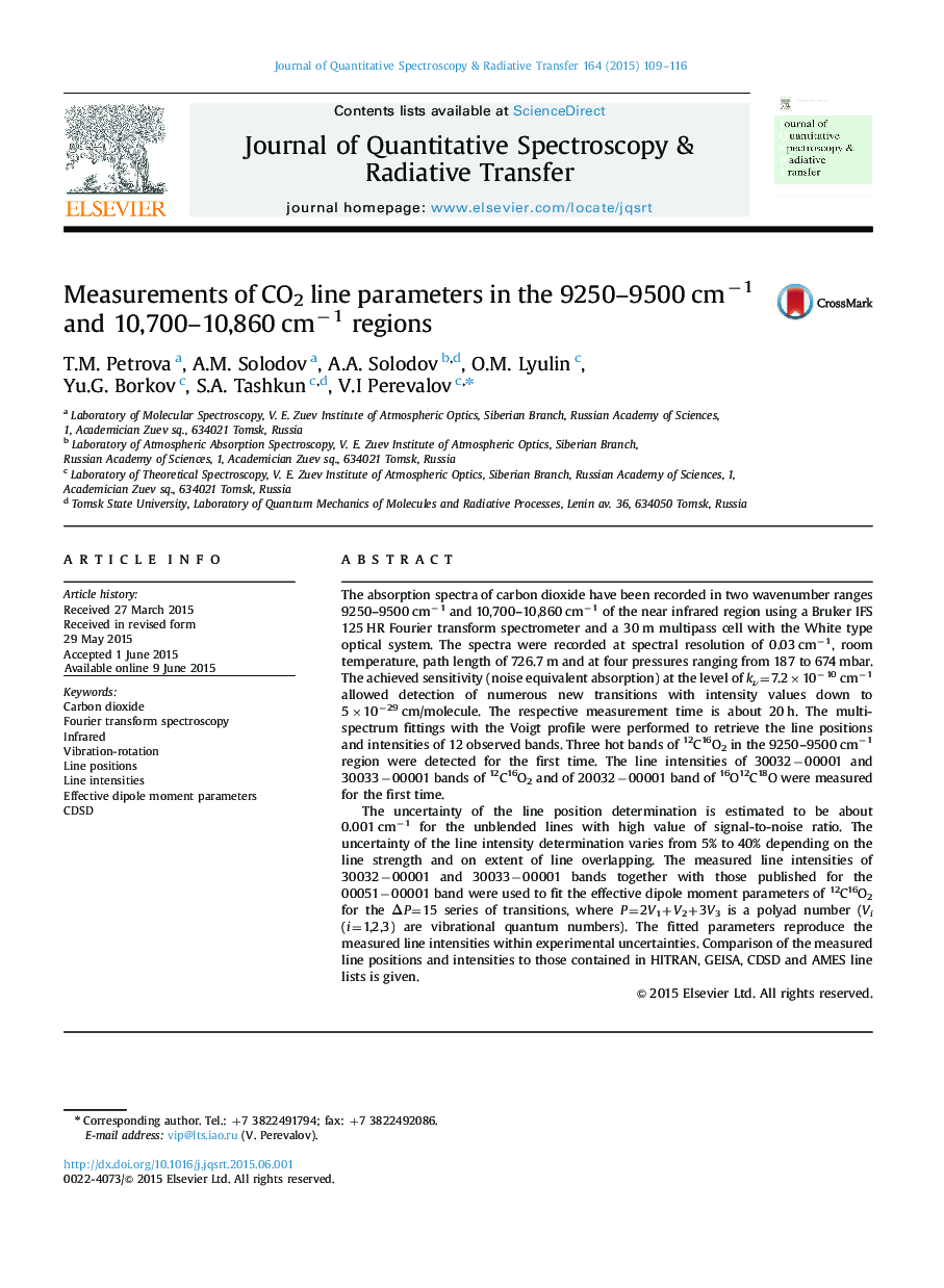 Measurements of CO2 line parameters in the 9250-9500 cmâ1 and 10,700-10,860 cmâ1 regions