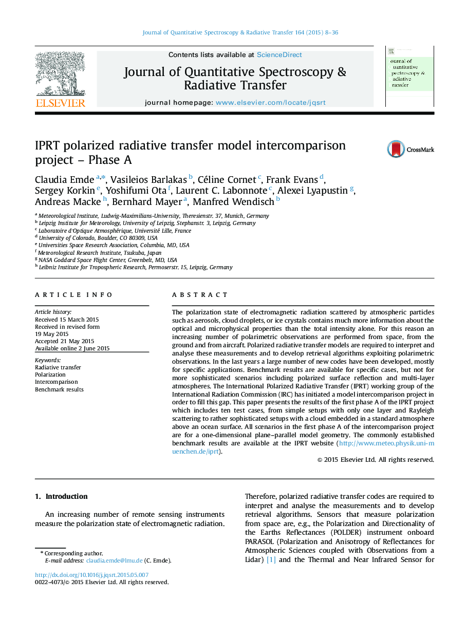 IPRT polarized radiative transfer model intercomparison project - Phase A