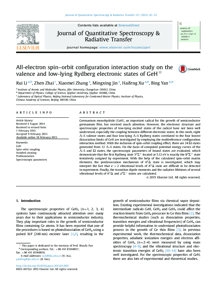 All-electron spin-orbit configuration interaction study on the valence and low-lying Rydberg electronic states of GeH