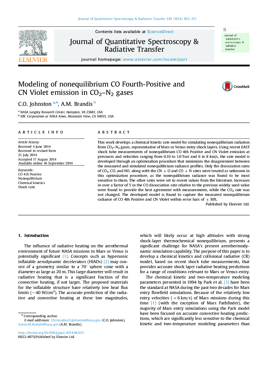 Modeling of nonequilibrium CO Fourth-Positive and CN Violet emission in CO2-N2 gases