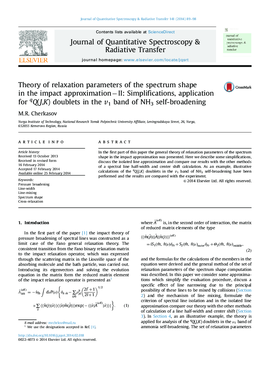 Theory of relaxation parameters of the spectrum shape in the impact approximationâII: Simplifications, application for qQ(J,K) doublets in the v1 band of NH3 self-broadening