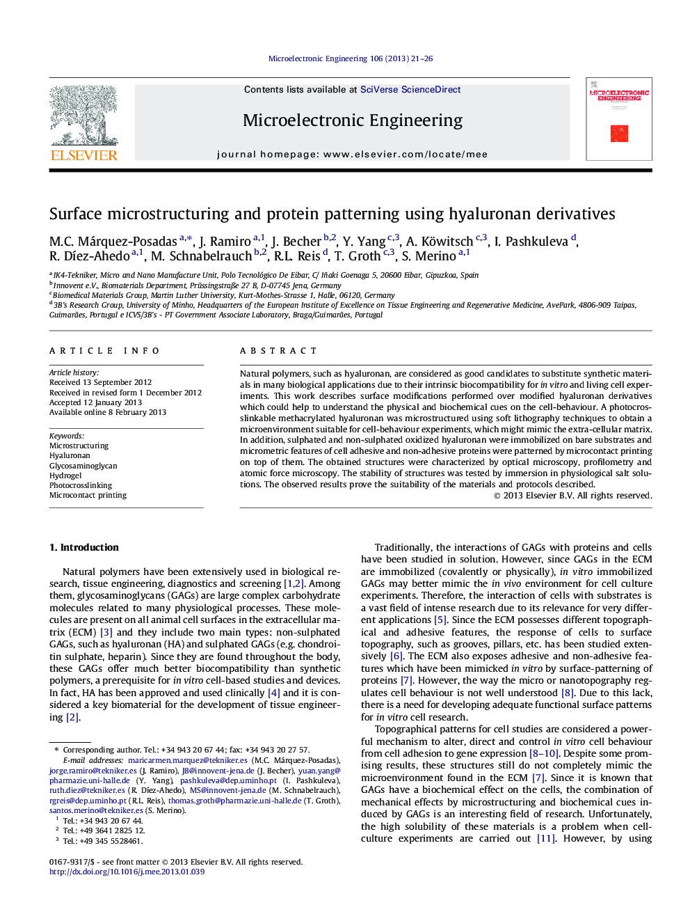 Surface microstructuring and protein patterning using hyaluronan derivatives