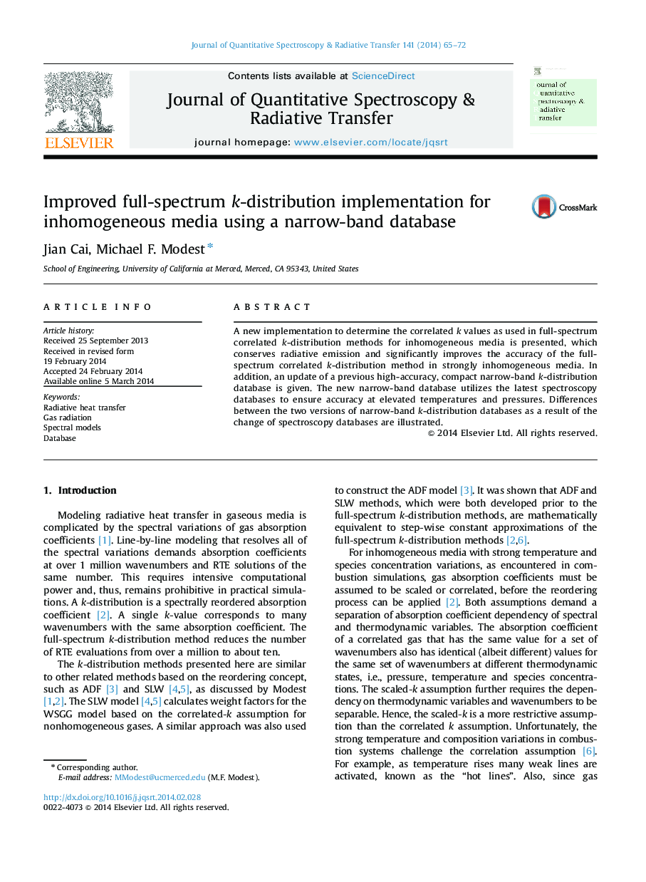 Improved full-spectrum k-distribution implementation for inhomogeneous media using a narrow-band database