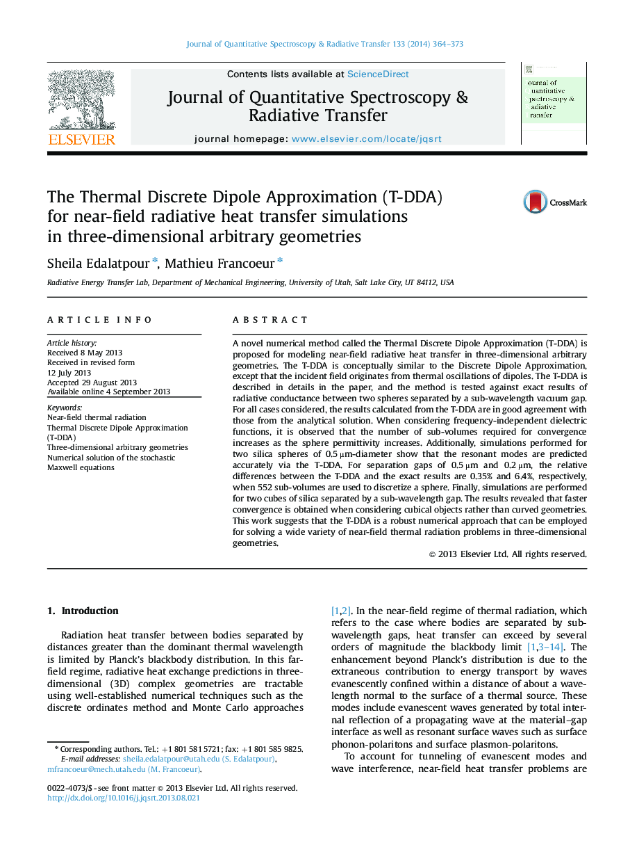 The Thermal Discrete Dipole Approximation (T-DDA) for near-field radiative heat transfer simulations in three-dimensional arbitrary geometries