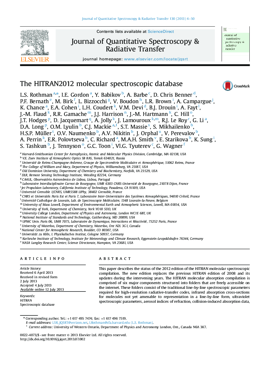 The HITRAN2012 molecular spectroscopic database