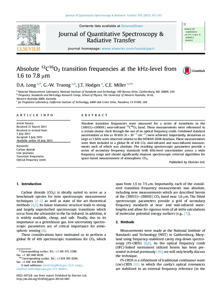 Absolute 12C16O2 transition frequencies at the kHz-level from 1.6 to 7.8 Âµm