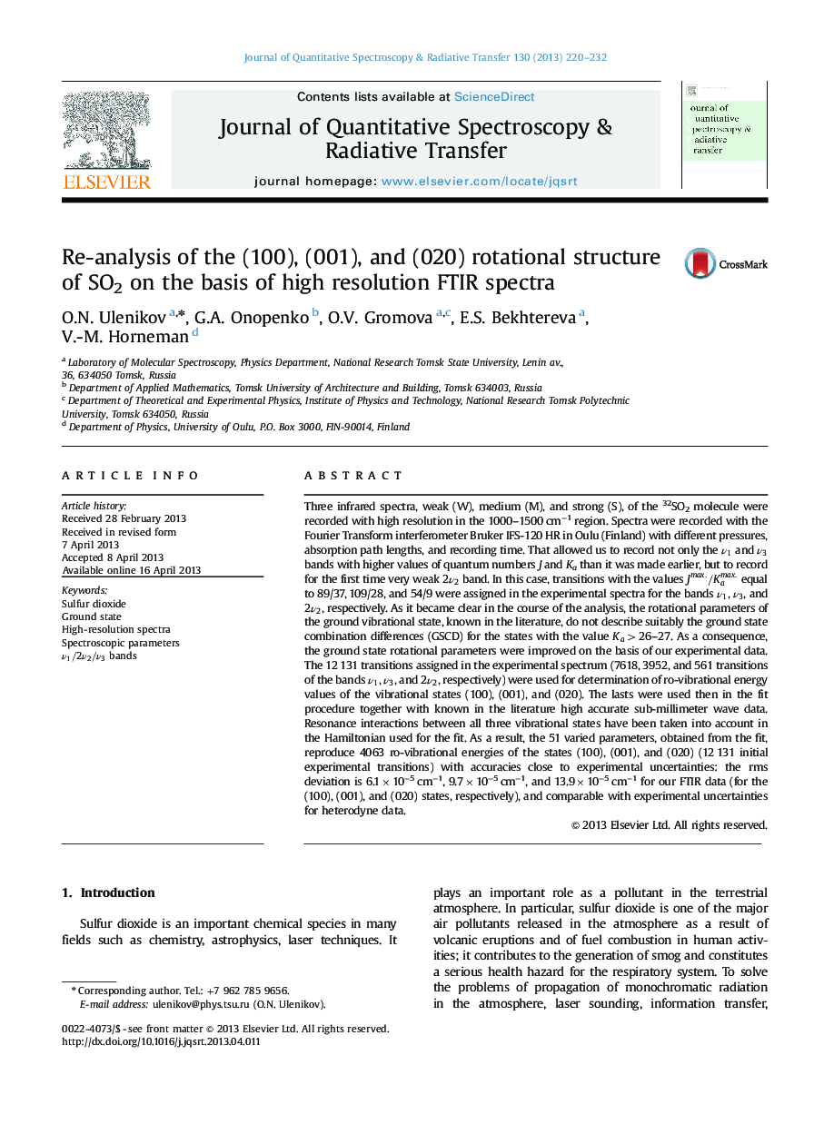 Re-analysis of the (100), (001), and (020) rotational structure of SO2 on the basis of high resolution FTIR spectra