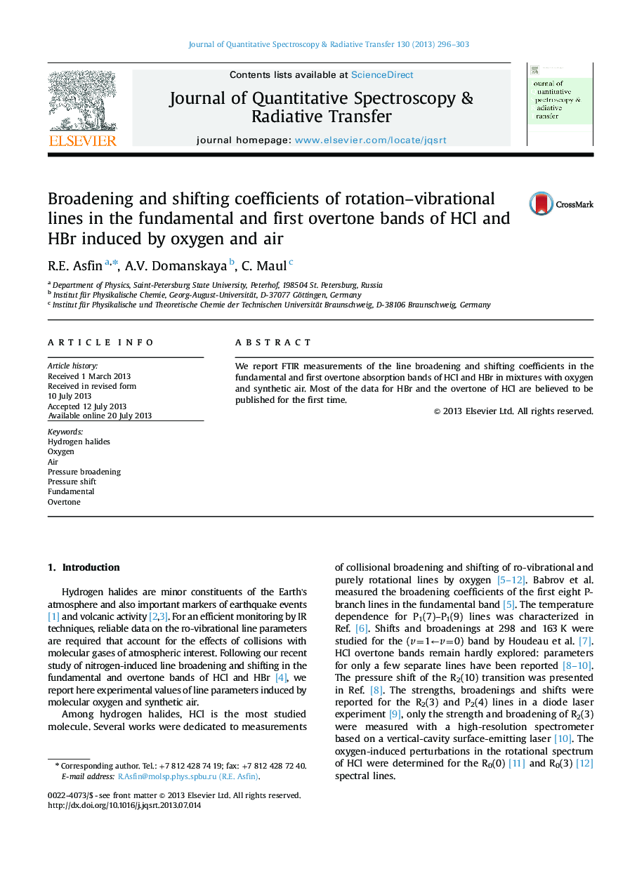 Broadening and shifting coefficients of rotation-vibrational lines in the fundamental and first overtone bands of HCl and HBr induced by oxygen and air