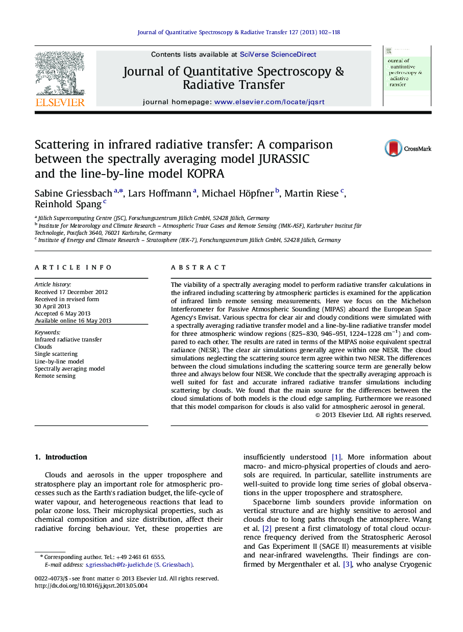 Scattering in infrared radiative transfer: A comparison between the spectrally averaging model JURASSIC and the line-by-line model KOPRA