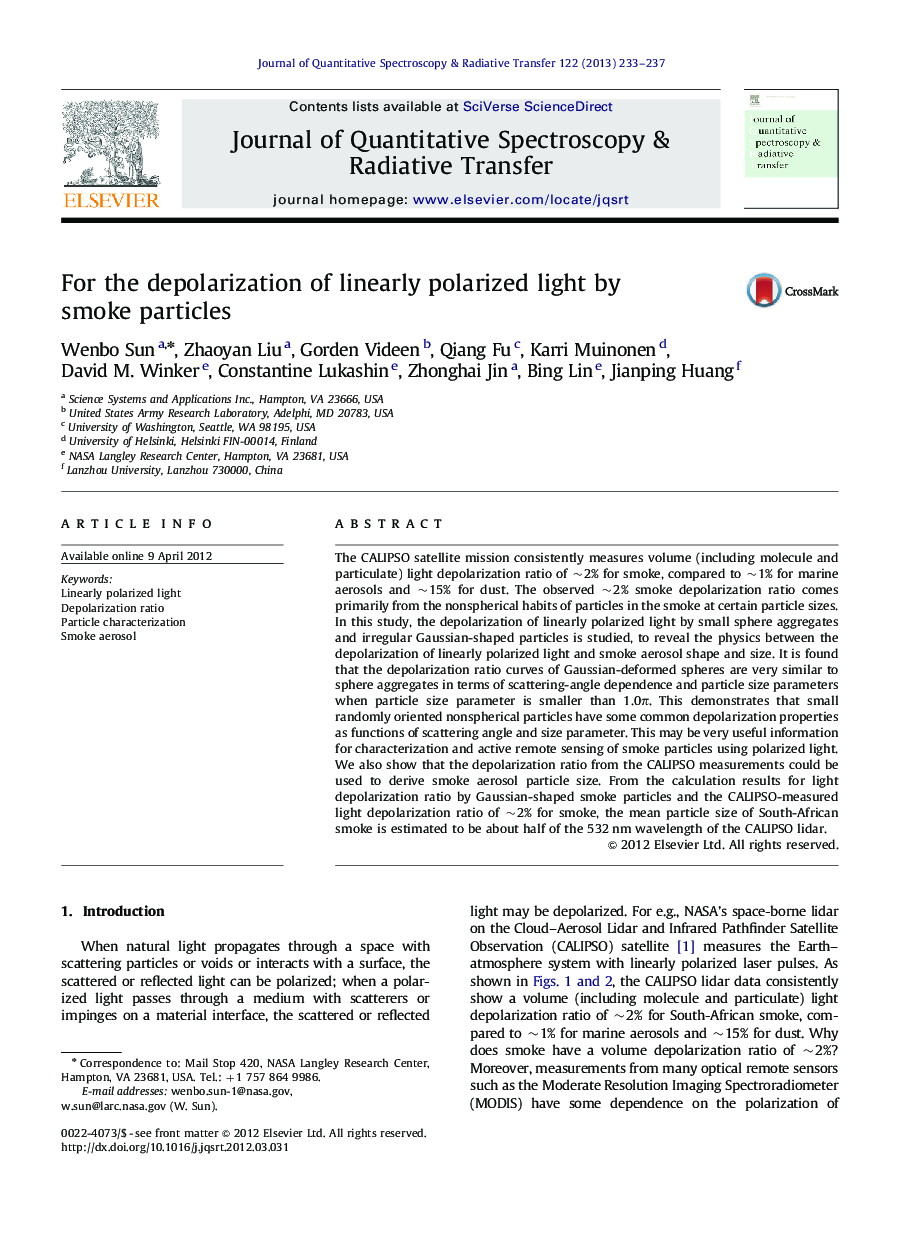 For the depolarization of linearly polarized light by smoke particles