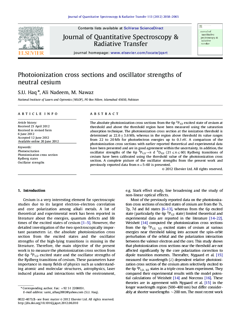 Photoionization cross sections and oscillator strengths of neutral cesium