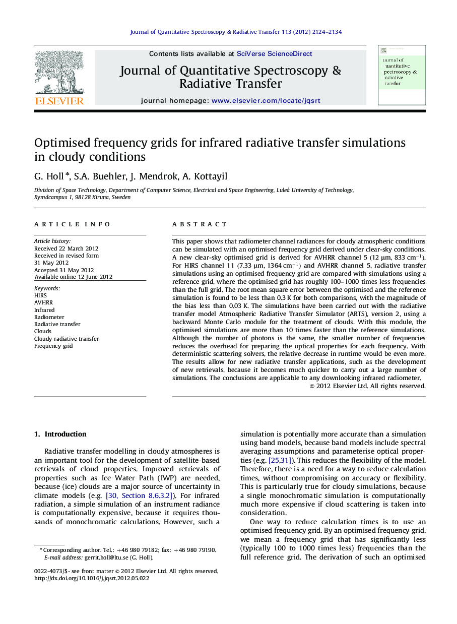 Optimised frequency grids for infrared radiative transfer simulations in cloudy conditions