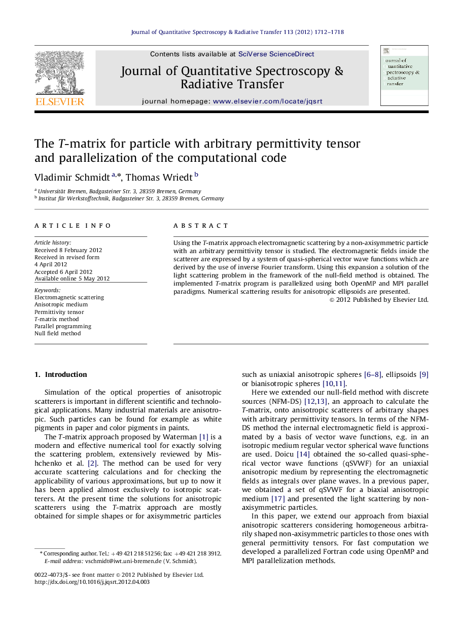 The T-matrix for particle with arbitrary permittivity tensor and parallelization of the computational code