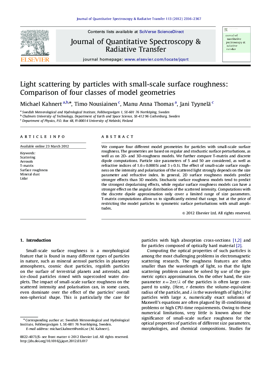 Light scattering by particles with small-scale surface roughness: Comparison of four classes of model geometries