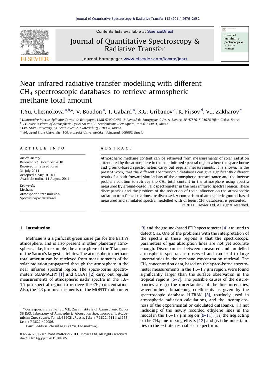 Near-infrared radiative transfer modelling with different CH4 spectroscopic databases to retrieve atmospheric methane total amount