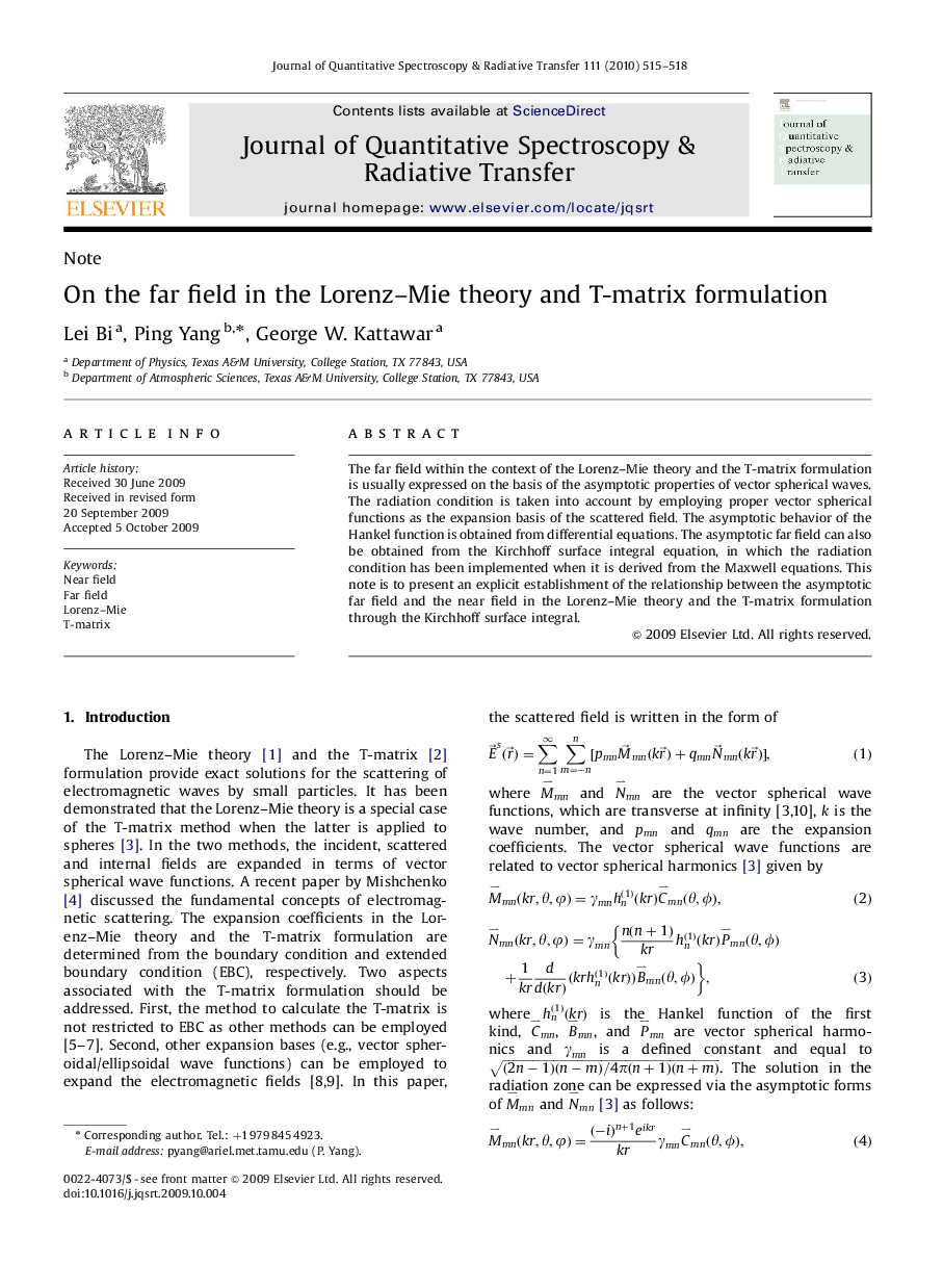 On the far field in the Lorenz-Mie theory and T-matrix formulation