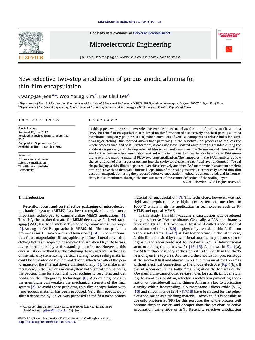 New selective two-step anodization of porous anodic alumina for thin-film encapsulation