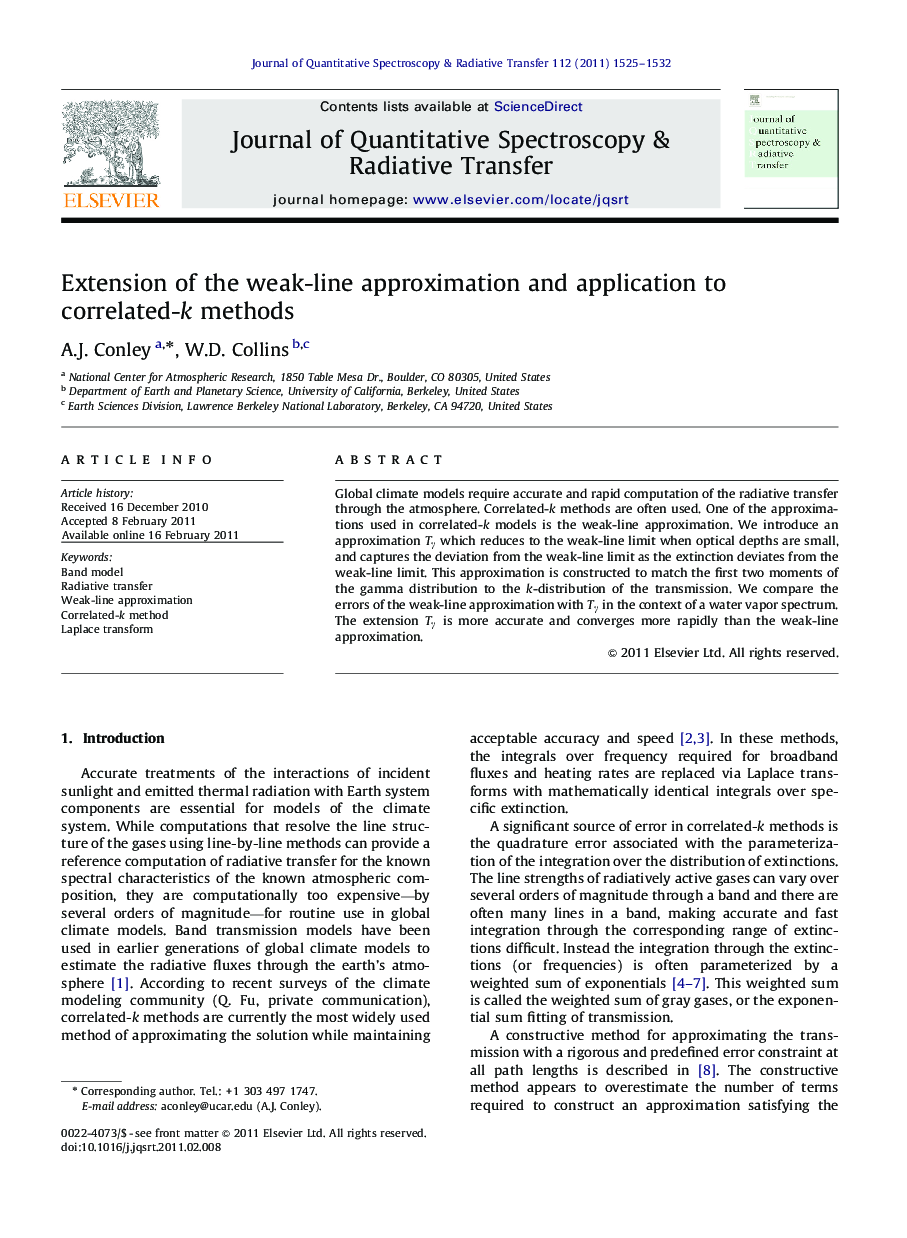 Extension of the weak-line approximation and application to correlated-k methods