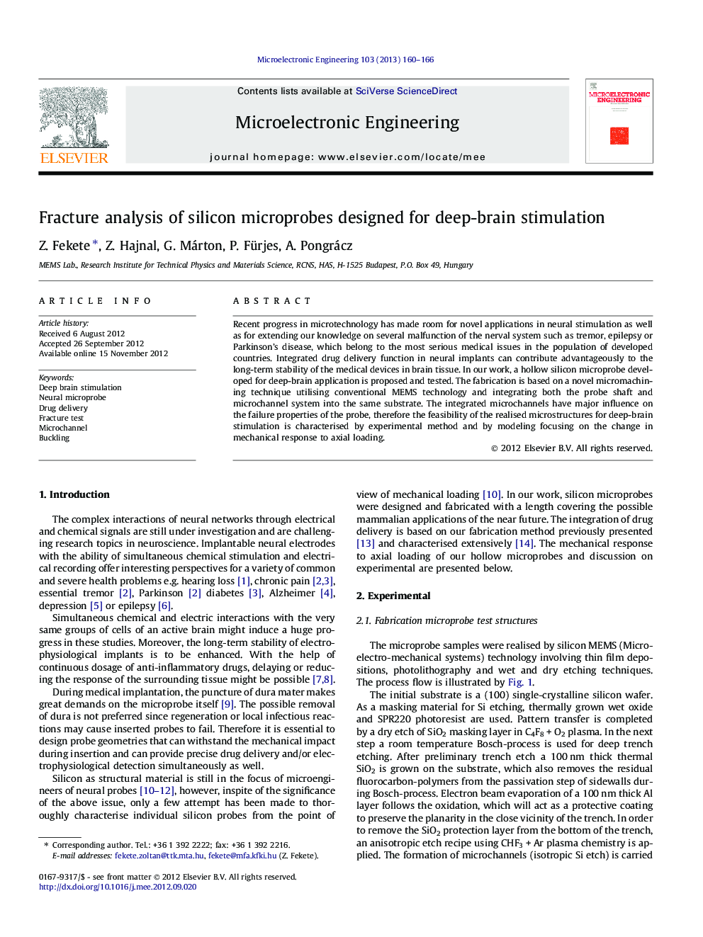 Fracture analysis of silicon microprobes designed for deep-brain stimulation