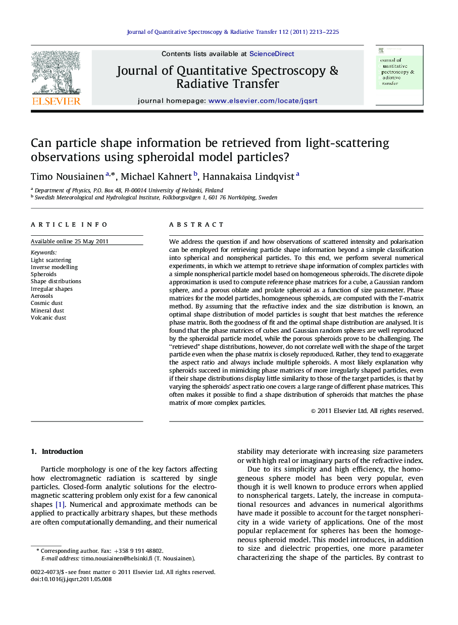 Can particle shape information be retrieved from light-scattering observations using spheroidal model particles?