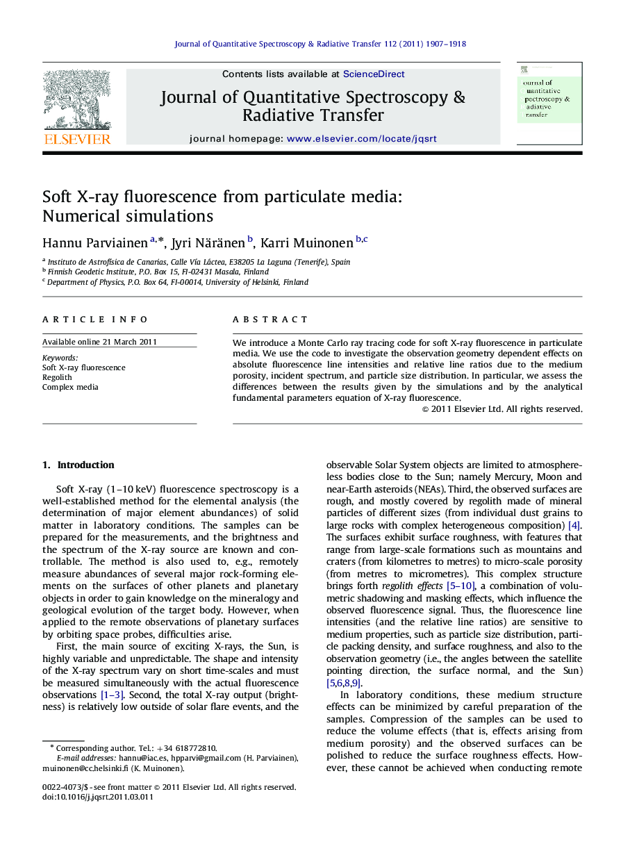 Soft X-ray fluorescence from particulate media: Numerical simulations