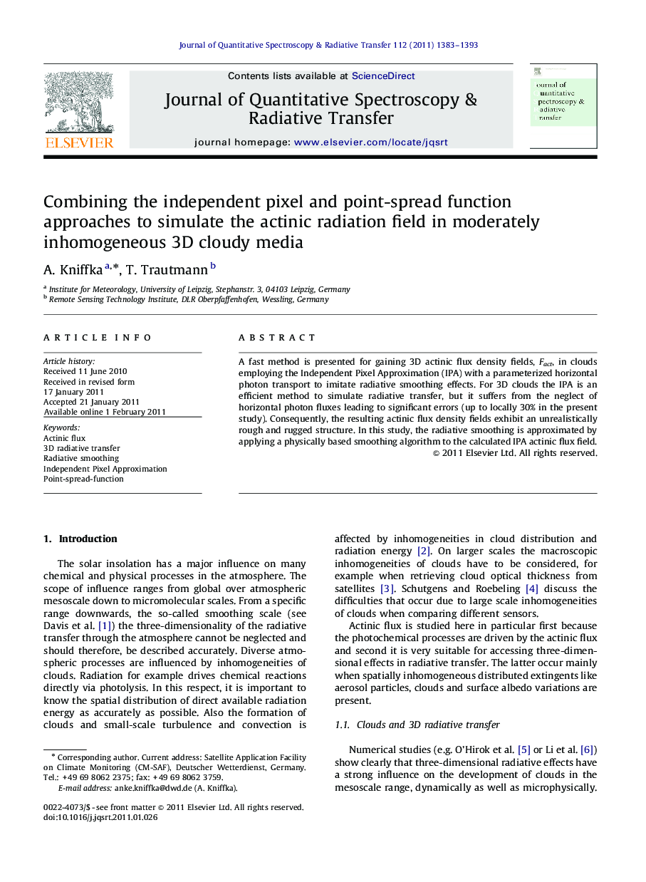 Combining the independent pixel and point-spread function approaches to simulate the actinic radiation field in moderately inhomogeneous 3D cloudy media