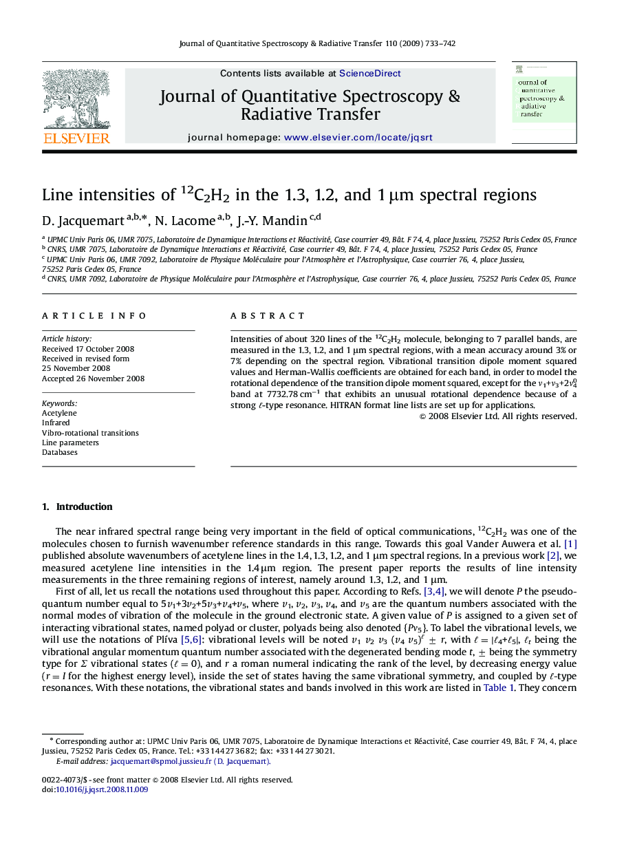 Line intensities of 12C2H2 in the 1.3, 1.2, and 1 Î¼m spectral regions