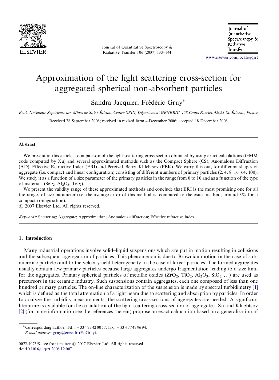 Approximation of the light scattering cross-section for aggregated spherical non-absorbent particles