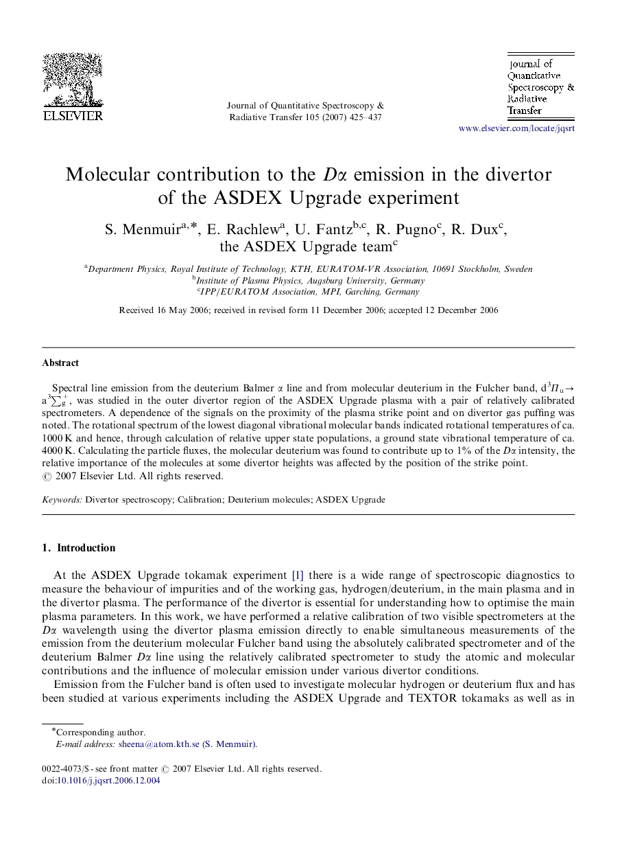 Molecular contribution to the DÎ± emission in the divertor of the ASDEX Upgrade experiment