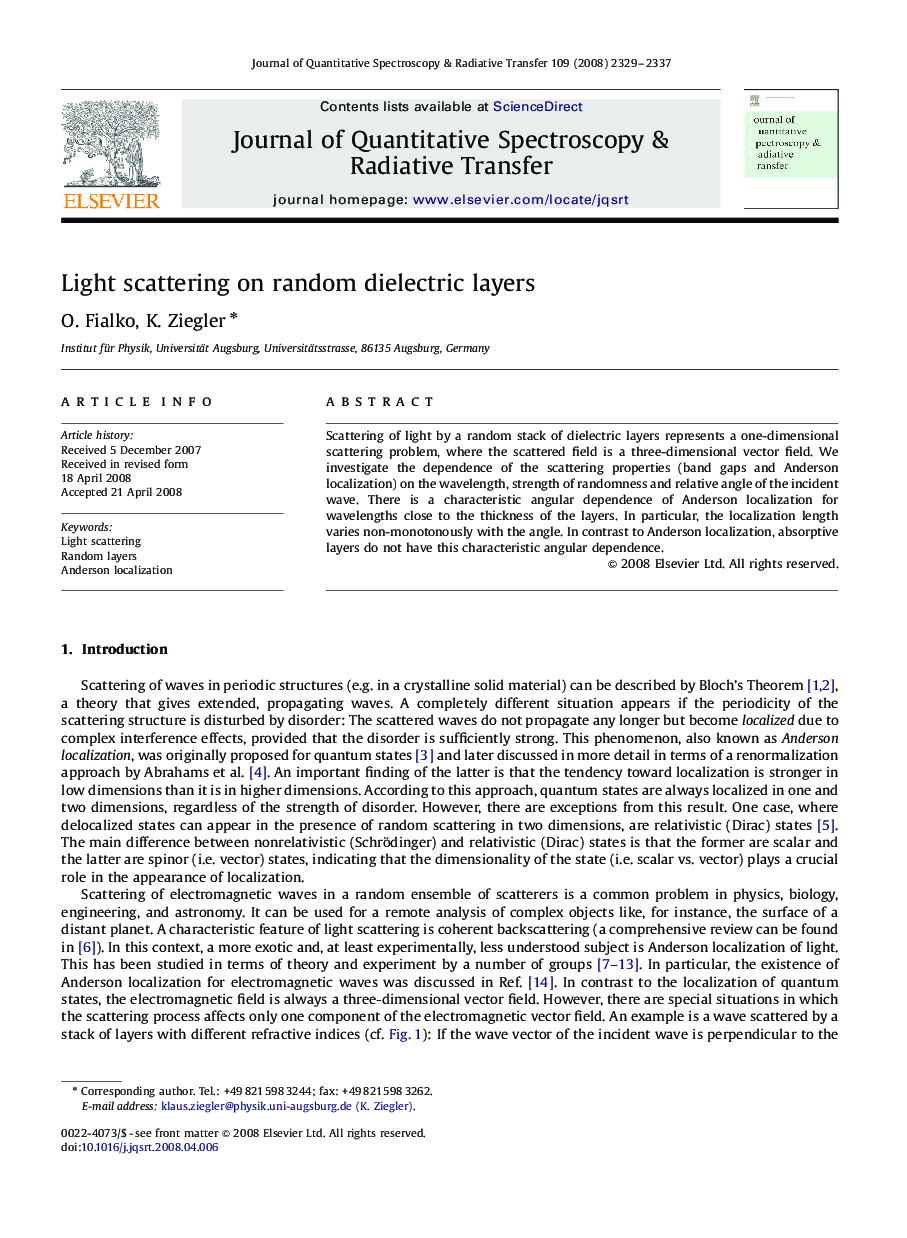 Light scattering on random dielectric layers