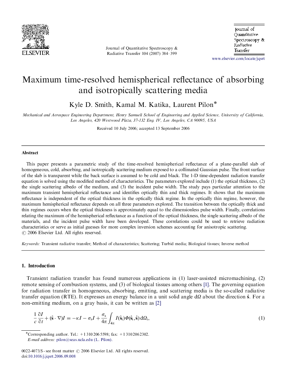 Maximum time-resolved hemispherical reflectance of absorbing and isotropically scattering media