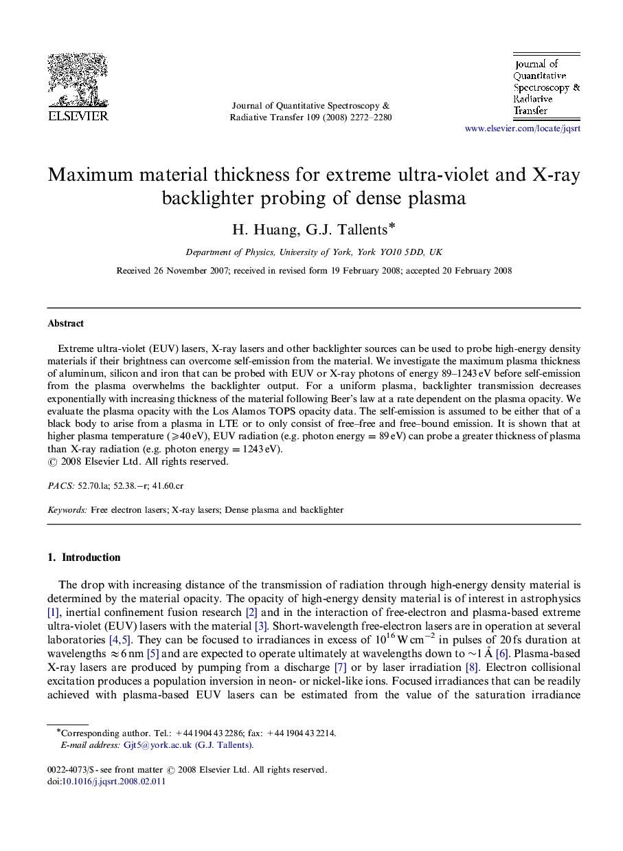 Maximum material thickness for extreme ultra-violet and X-ray backlighter probing of dense plasma