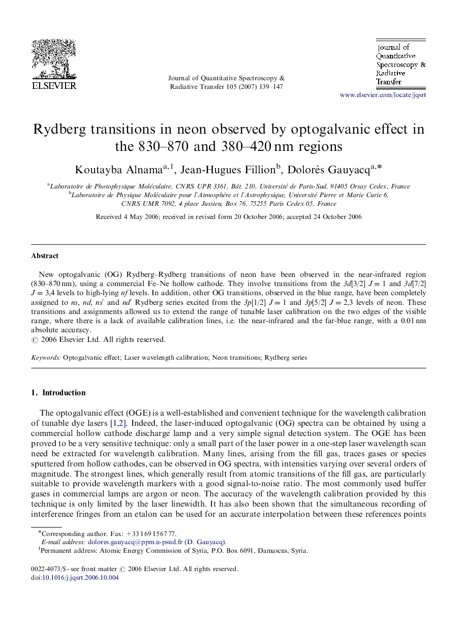 Rydberg transitions in neon observed by optogalvanic effect in the 830-870 and 380-420 nm regions