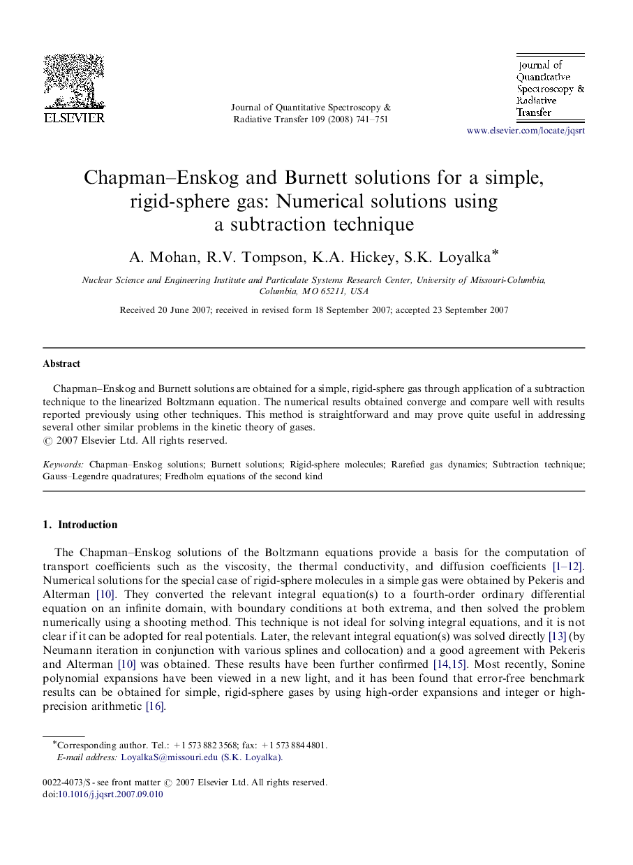 Chapman-Enskog and Burnett solutions for a simple, rigid-sphere gas: Numerical solutions using a subtraction technique