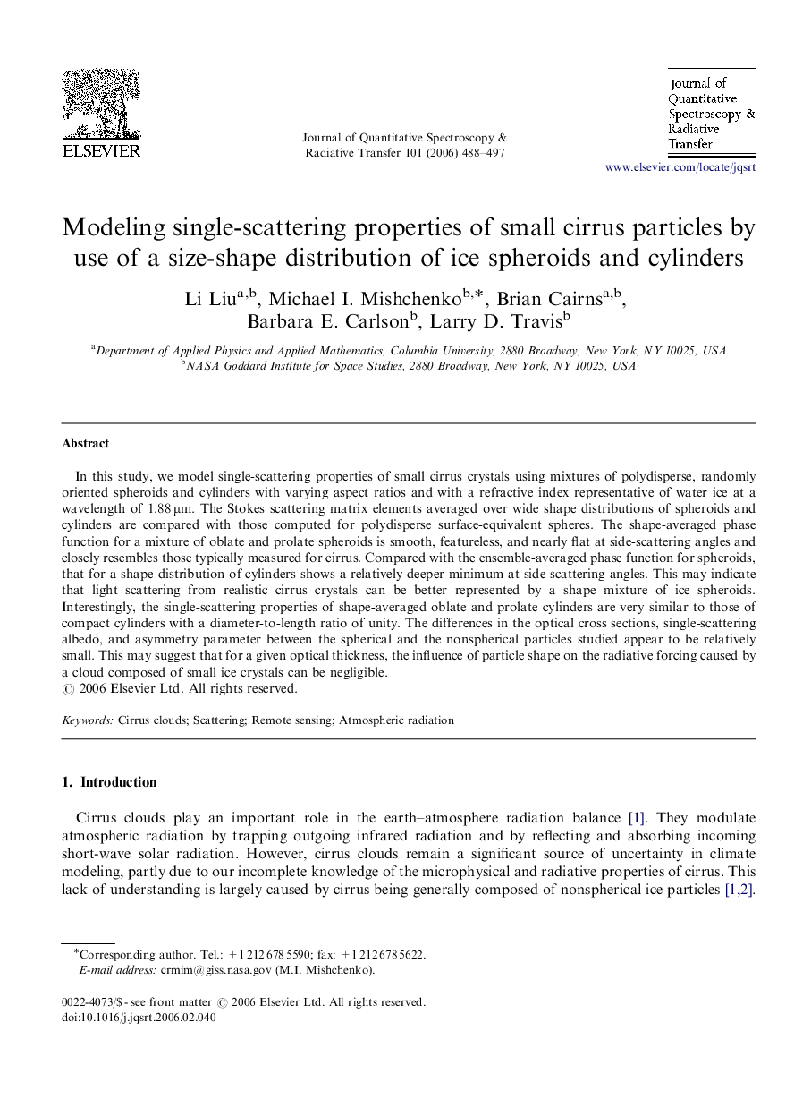 Modeling single-scattering properties of small cirrus particles by use of a size-shape distribution of ice spheroids and cylinders