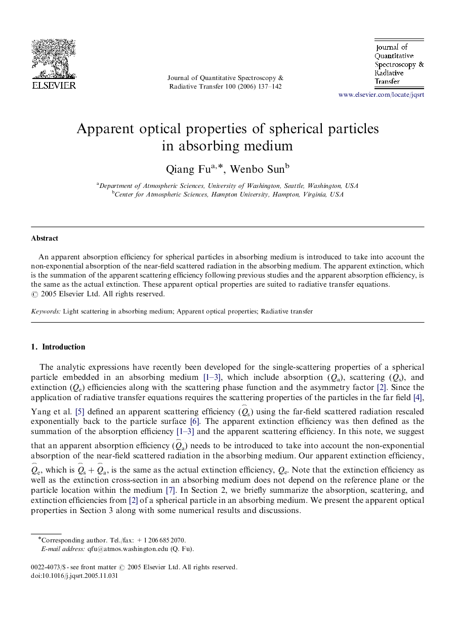 Apparent optical properties of spherical particles in absorbing medium