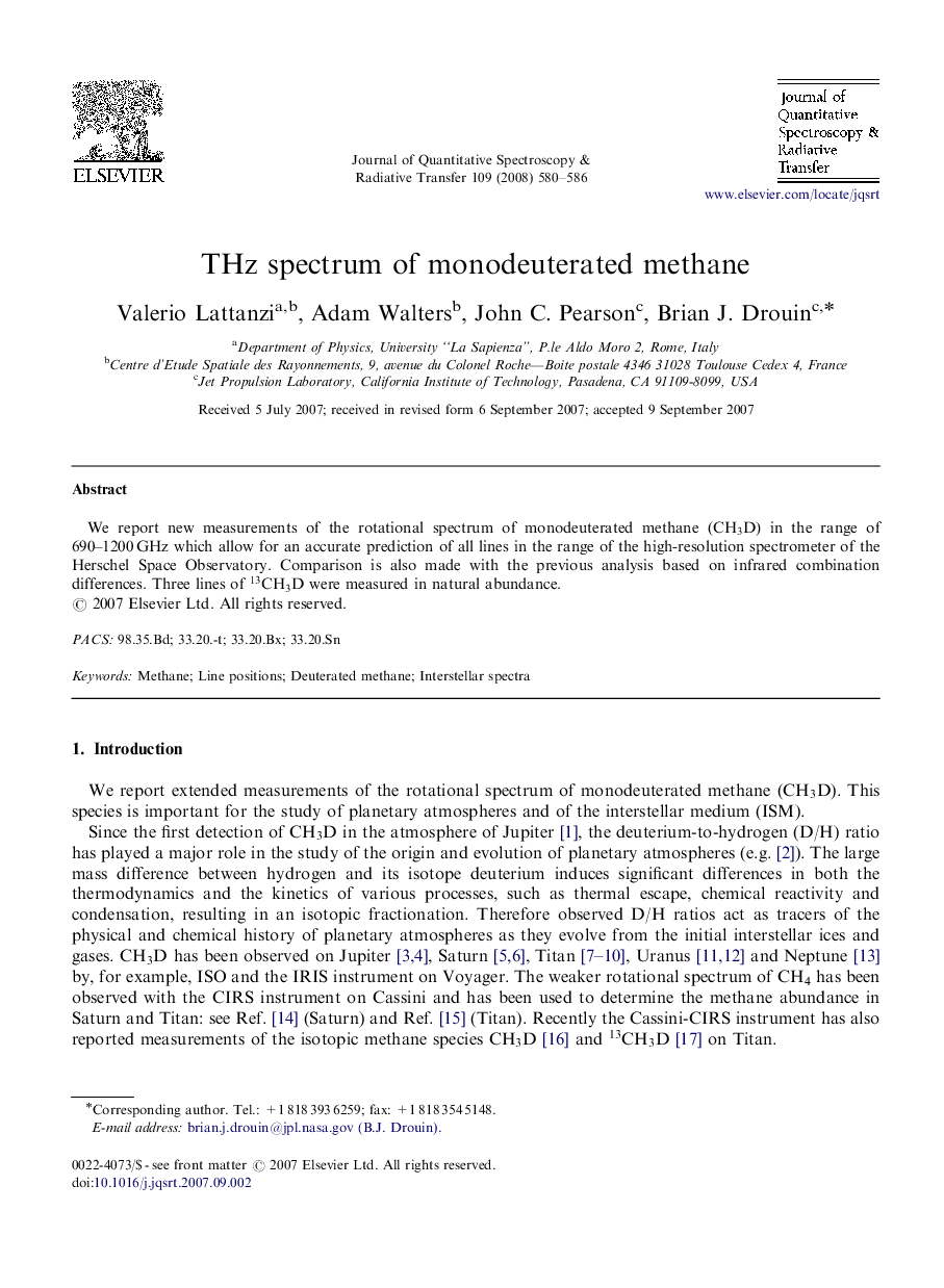 THz spectrum of monodeuterated methane