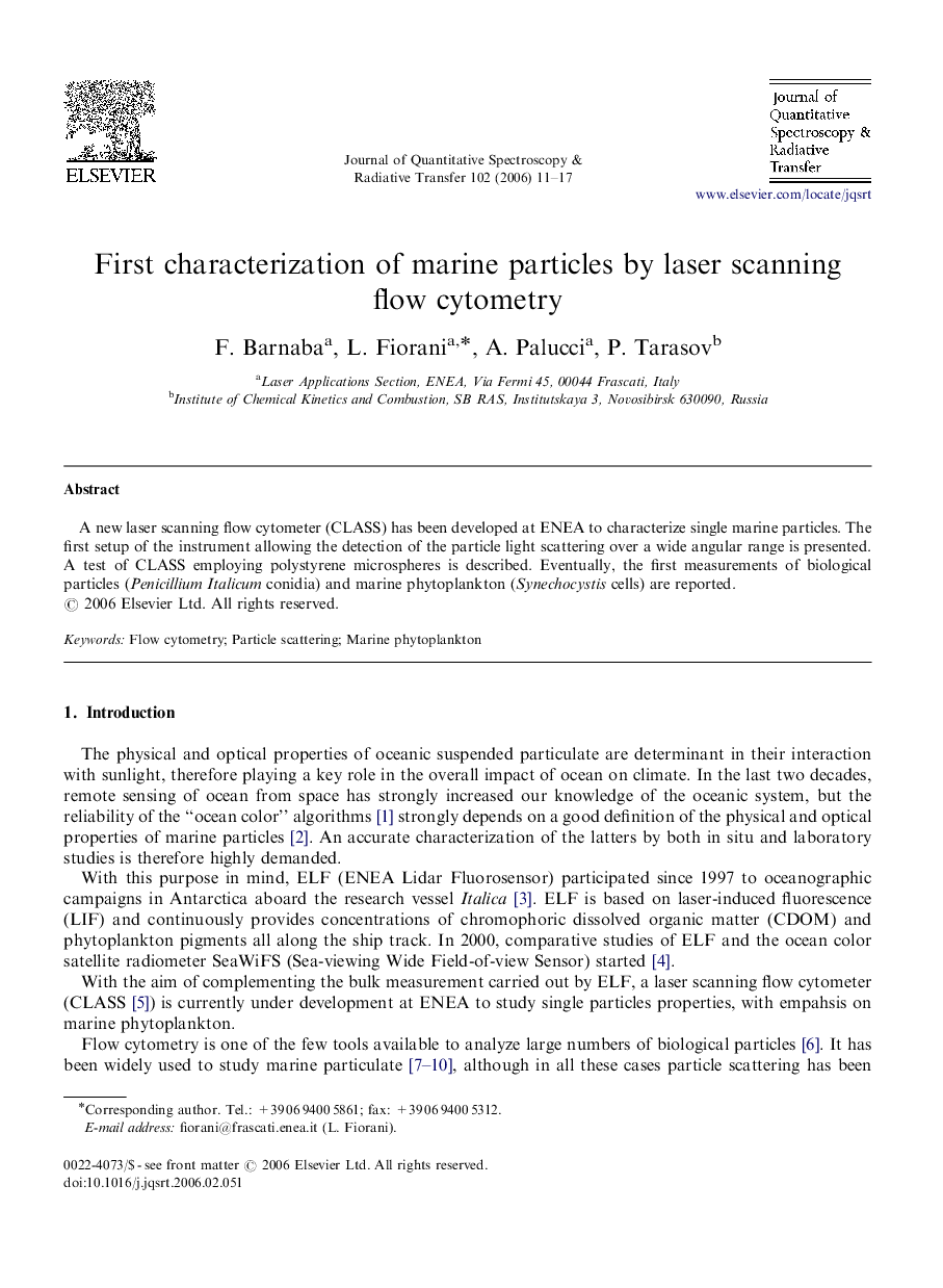 First characterization of marine particles by laser scanning flow cytometry