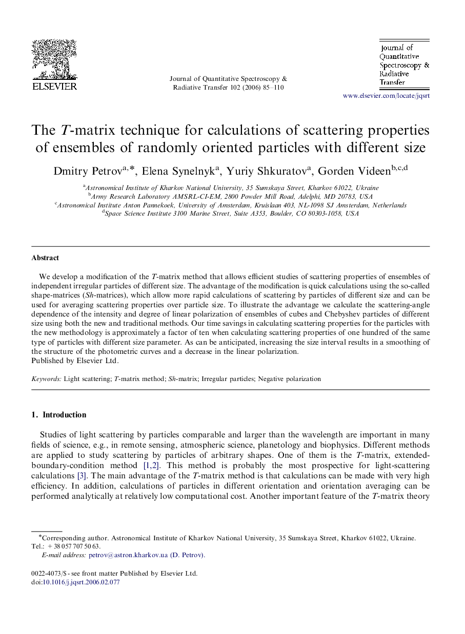 The T-matrix technique for calculations of scattering properties of ensembles of randomly oriented particles with different size