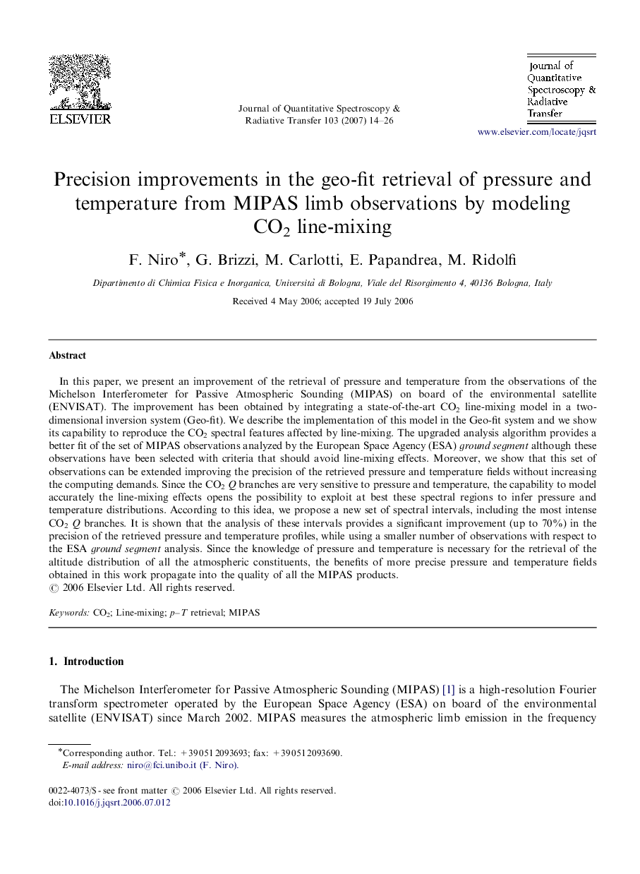 Precision improvements in the geo-fit retrieval of pressure and temperature from MIPAS limb observations by modeling CO2 line-mixing