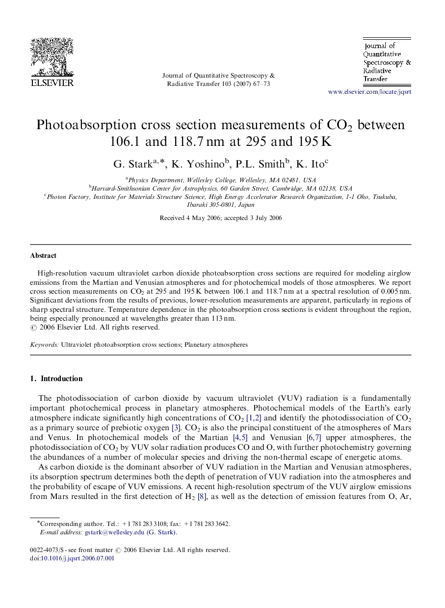 Photoabsorption cross section measurements of CO2 between 106.1 and 118.7 nm at 295 and 195 K