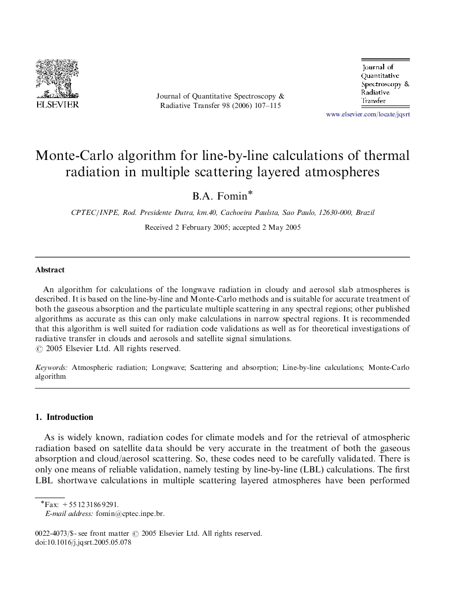 Monte-Carlo algorithm for line-by-line calculations of thermal radiation in multiple scattering layered atmospheres