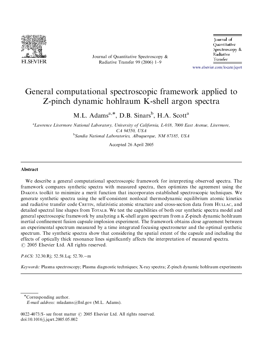 General computational spectroscopic framework applied to Z-pinch dynamic hohlraum K-shell argon spectra