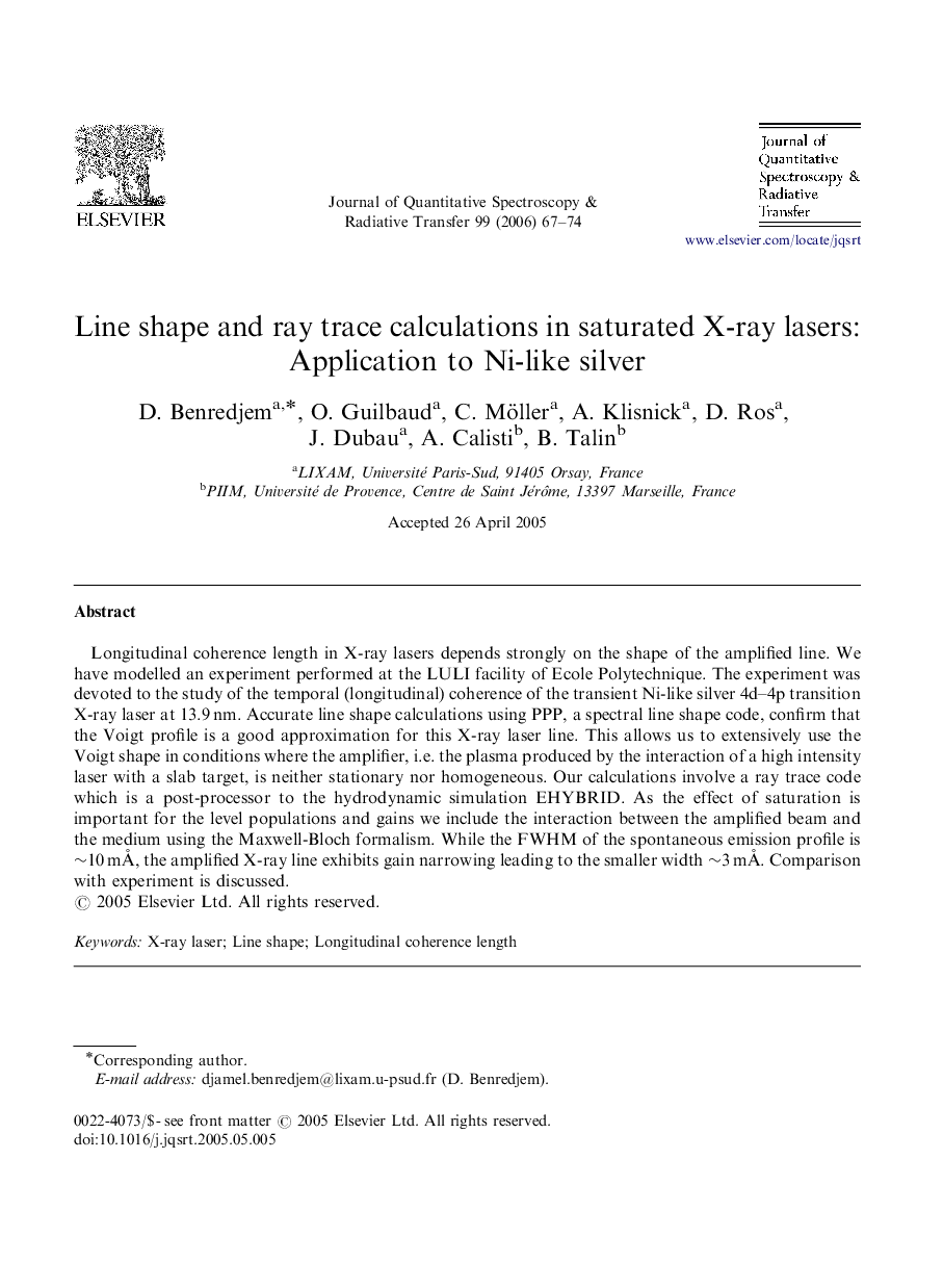 Line shape and ray trace calculations in saturated X-ray lasers: Application to Ni-like silver